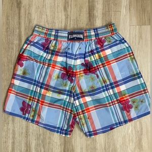 VILEBREQUIN Nova Check Swim Trunks Moorea Beach Board Shorts Size L Rare